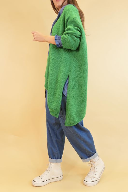 Made in Italy Big Softie Super Slant Knit Jumper Jade 